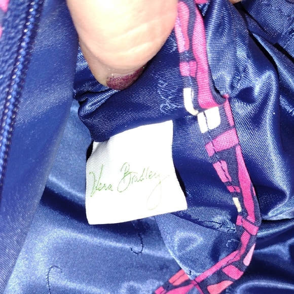 Vera Bradley Tote Bag In Katalina Pink Diamonds With Purple Trim - Picture 11 of 11
